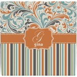 Orange Blue Swirls & Stripes Ceramic Tile Hot Pad (Personalized)