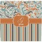 Orange Blue Swirls & Stripes Ceramic Tile Hot Pad (Personalized)