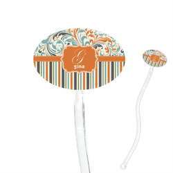 Orange Blue Swirls & Stripes 7" Oval Plastic Stir Sticks - Clear (Personalized)