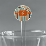 Orange Blue Swirls & Stripes 7" Round Plastic Stir Sticks - Clear (Personalized)
