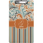 Orange Blue Swirls & Stripes Clipboard (Legal Size) (Personalized)