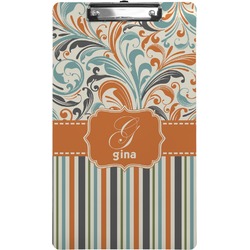 Orange Blue Swirls & Stripes Clipboard (Legal Size) (Personalized)