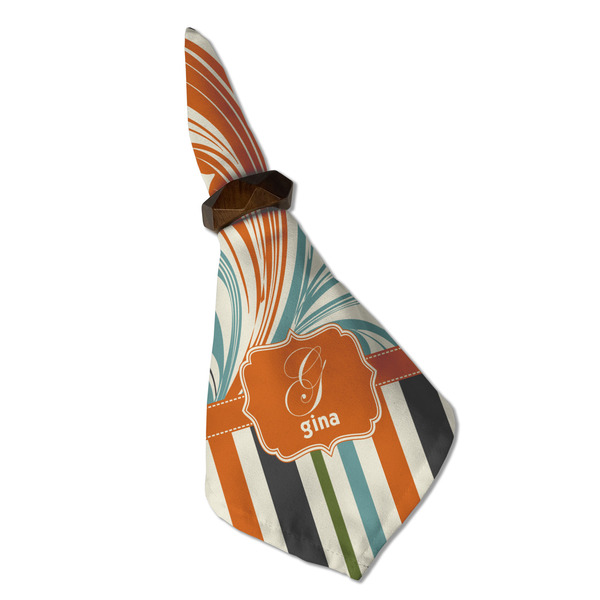 Orange Blue Swirls & Stripes Cloth Napkins - Personalized Dinner (Folded in Ring) (MAIN)
