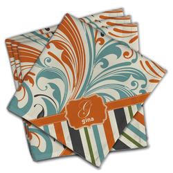 Orange Blue Swirls & Stripes Cloth Napkins (Set of 4) (Personalized)