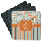 Orange Blue Swirls & Stripes Square Rubber Backed Coasters - Set of 4 (Personalized)