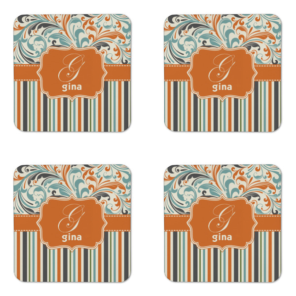 Orange Blue Swirls & Stripes Coaster Set - APPROVAL