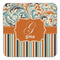 Orange Blue Swirls & Stripes Coaster Set - FRONT (one)
