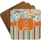 Orange Blue Swirls & Stripes Coaster Set (Personalized)
