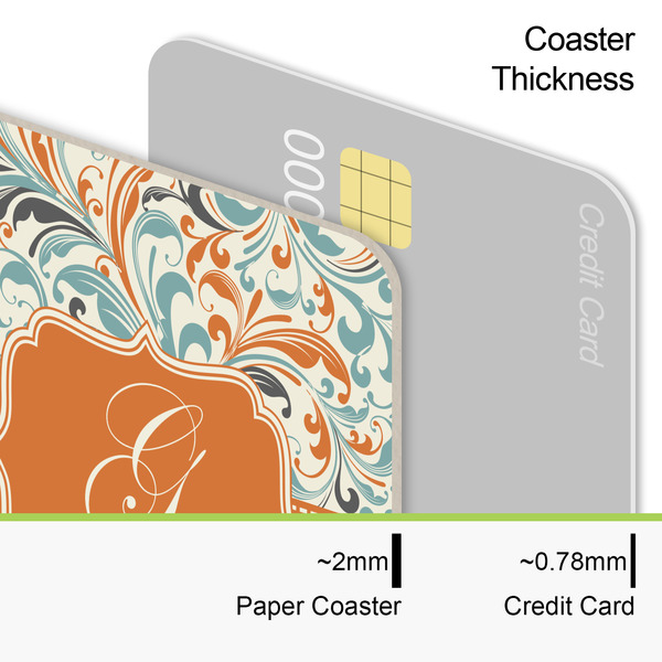 Orange Blue Swirls & Stripes Coaster Thickness