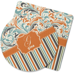 Orange Blue Swirls & Stripes Rubber Backed Coaster (Personalized)