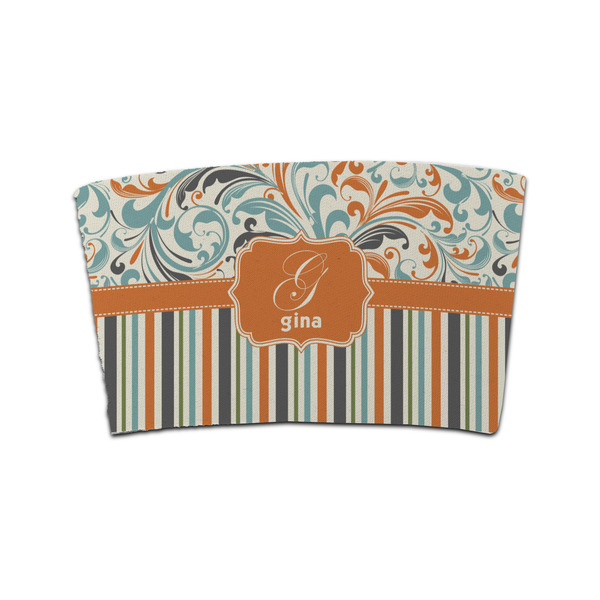 Custom Orange Blue Swirls & Stripes Coffee Cup Sleeve (Personalized)