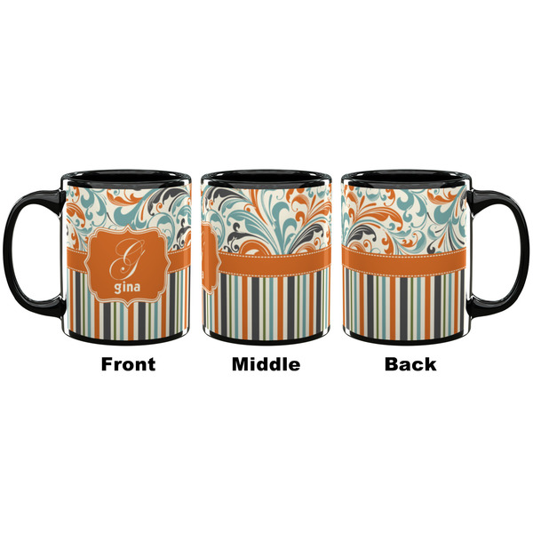 Orange Blue Swirls & Stripes Coffee Mug - 11 oz - Black APPROVAL