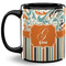 Orange Blue Swirls & Stripes 11 Oz Coffee Mug - Black (Personalized)