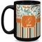 Orange Blue Swirls & Stripes Coffee Mug - 15 oz - Black Full
