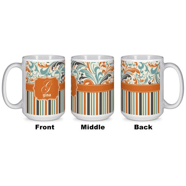 Orange Blue Swirls & Stripes Coffee Mug - 15 oz - White APPROVAL