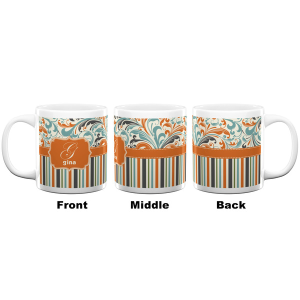 Orange Blue Swirls & Stripes Coffee Mug - 20 oz - White APPROVAL