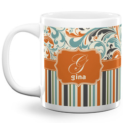 Orange Blue Swirls & Stripes 20 Oz Coffee Mug - White (Personalized)