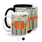 Orange Blue Swirls & Stripes Coffee Mugs (Personalized)