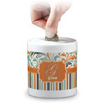 Orange Blue Swirls & Stripes Coin Bank (Personalized)