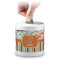 Orange Blue Swirls & Stripes Coin Bank (Personalized)
