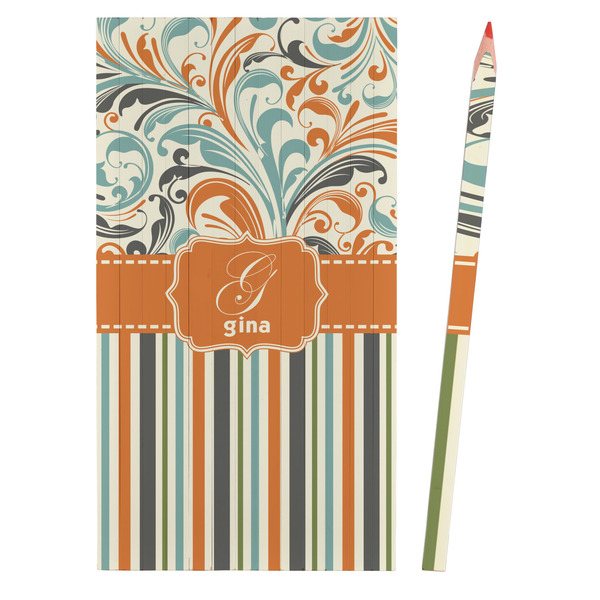 Orange Blue Swirls & Stripes Colored Pencils - Front View