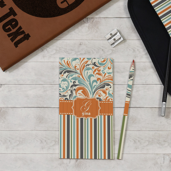 Orange Blue Swirls & Stripes Colored Pencils - In Context