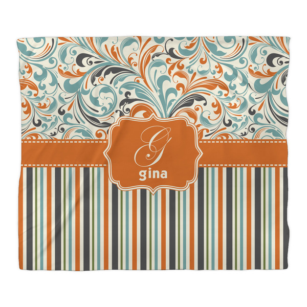 Orange Blue Swirls & Stripes Comforter - King - Front