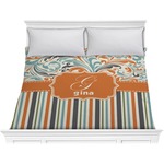Orange Blue Swirls & Stripes Comforter - King (Personalized)