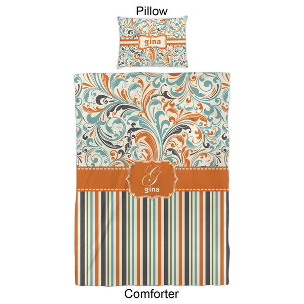 Orange Blue Swirls & Stripes Comforter Set - Twin XL - Approval