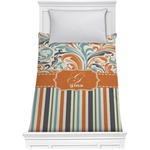 Orange Blue Swirls & Stripes Comforter - Twin XL (Personalized)
