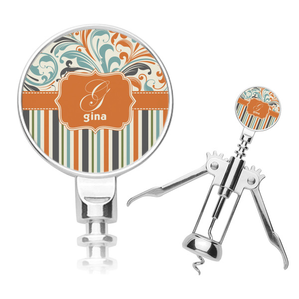 Custom Orange Blue Swirls & Stripes Corkscrew (Personalized)