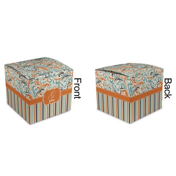 Orange Blue Swirls & Stripes Cubic Gift Box - Approval