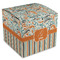 Orange Blue Swirls & Stripes Cube Favor Gift Box - Front/Main