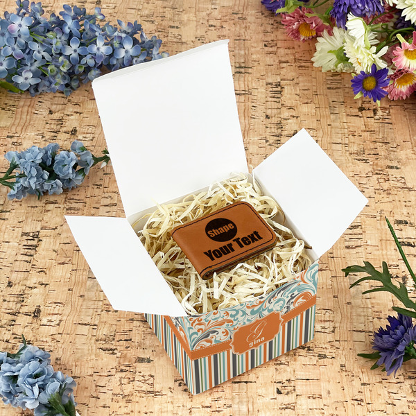 Orange Blue Swirls & Stripes Cubic Gift Box - In Context