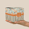 Orange Blue Swirls & Stripes Cube Favor Gift Box - On Hand - Scale View