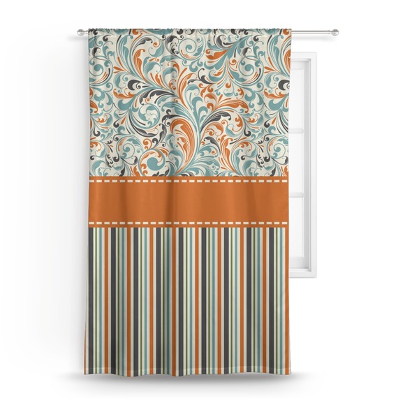 Custom Orange Blue Swirls & Stripes Curtain - 50"x84" Panel