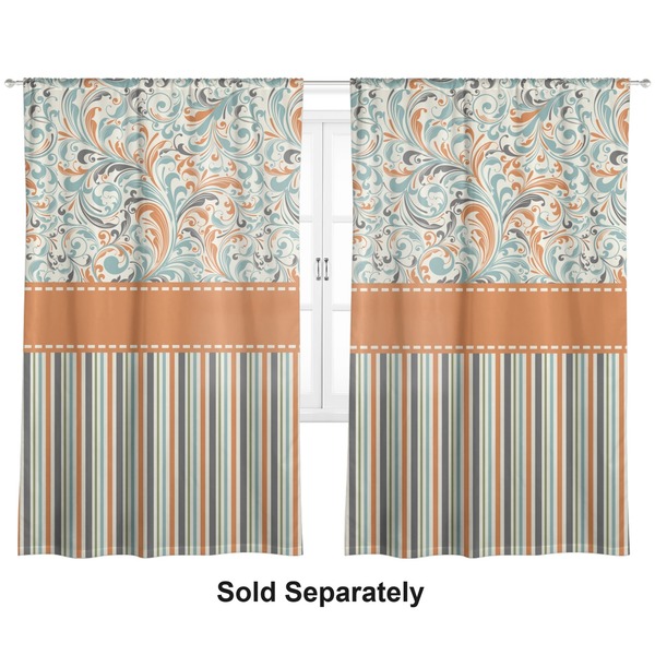 Custom Orange Blue Swirls & Stripes Curtain Panel - Custom Size