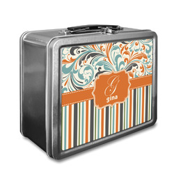 Orange Blue Swirls & Stripes Lunch Box (Personalized)