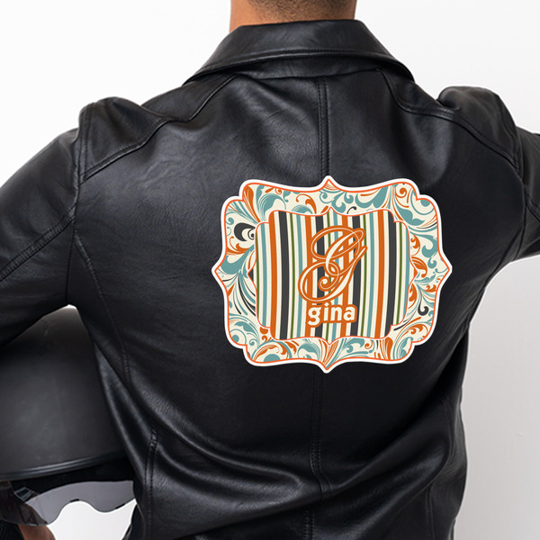 Orange Blue Swirls & Stripes Custom Shape Iron On Patches - XXXL - APPROVAL