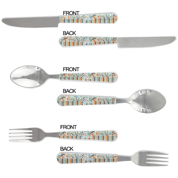 Orange Blue Swirls & Stripes Cutlery Set - APPROVAL