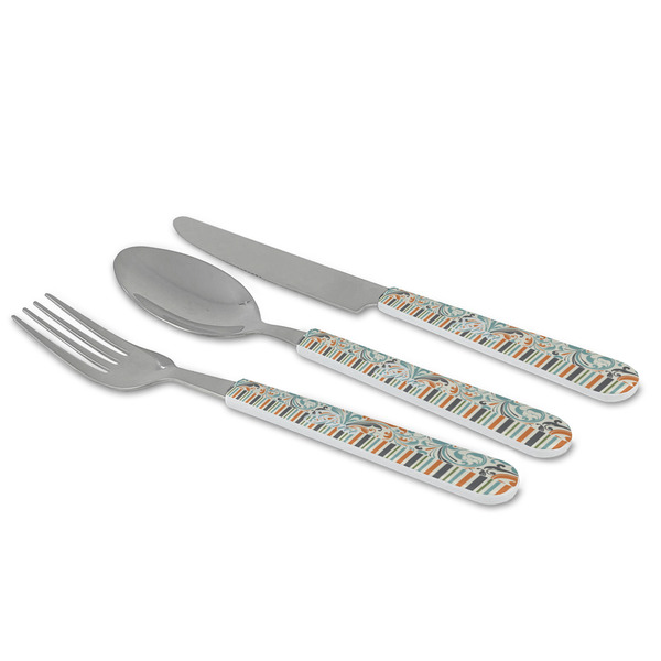 Orange Blue Swirls & Stripes Cutlery Set - MAIN