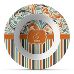 Orange Blue Swirls & Stripes Plastic Bowl - Microwave Safe - Composite Polymer (Personalized)