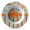 Orange Blue Swirls & Stripes Plastic Bowl - Microwave Safe - Composite Polymer (Personalized)