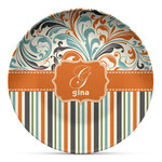 Orange Blue Swirls & Stripes Microwave Safe Plastic Plate - Composite Polymer (Personalized)