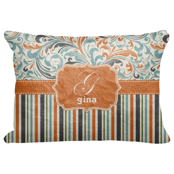 Custom Orange Blue Swirls & Stripes Decorative Baby Pillowcase - 16"x12" (Personalized)