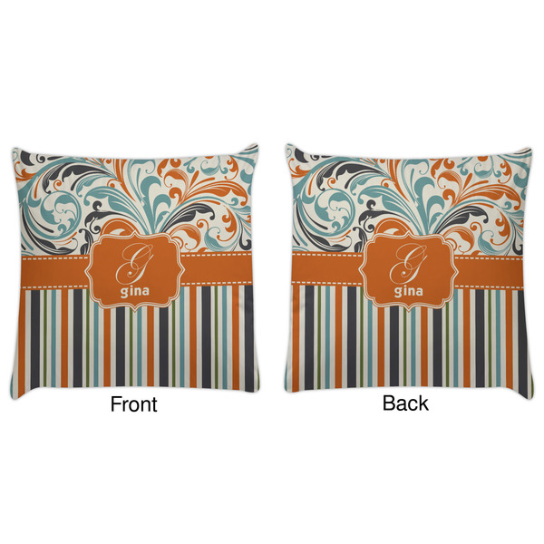 Orange Blue Swirls & Stripes Decorative Pillow Case - Approval