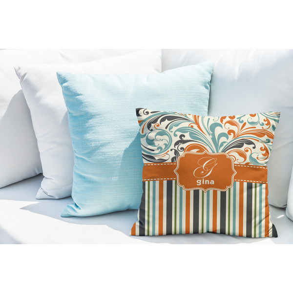 Orange Blue Swirls & Stripes Decorative Pillow Case - LIFESTYLE 2