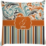 Orange Blue Swirls & Stripes Decorative Pillow Case (Personalized)