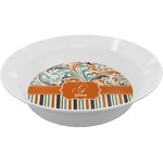 Orange Blue Swirls & Stripes Melamine Bowl (Personalized)