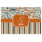 Orange Blue Swirls & Stripes Laminated Placemat w/ Name and Initial